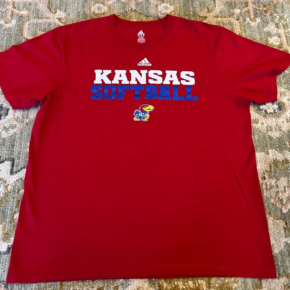 Kansas Jayhawks Adidas Softball Shirt Men’s Size XXL Color Red‎